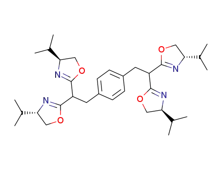 Molecular Structure of 1381949-76-3 (1,4-bis[2,2-bis((S)-4-isopropyl-4,5-dihydrooxazol-2-yl)ethyl]benzene)