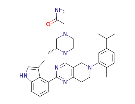 (R)-2-(4-(6-(5-isopropyl-2-methylphenyl)-2-(3-methyl-1H-indol-4-yl)-5,6,7,8-tetrahydropyrido[4,3-d]pyrimidin-4-yl)-3-methylpiperazin-1-yl)acetamide