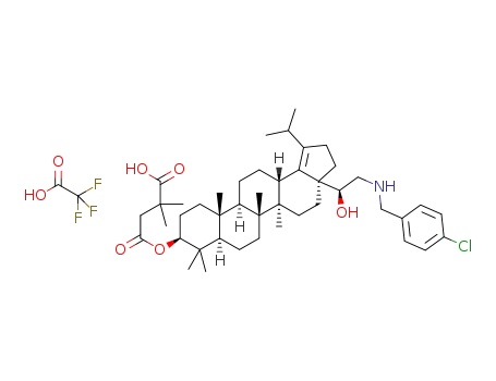4-(((3aS,5aR,5bR,7aR,9S,11aR,11bR,13aS)-3a-((S)-2-((4-chlorobenzyl)amino)-1-hydroxyethyl)-1-isopropyl-5a,5b,8,8,11a-pentamethyl-3,3a,4,5,5a,5b,6,7,7a,8,9,10,11,11a,11b,12,13,13a-octadecahydro-2H-cyclopenta[a]chrysen-9-yl)oxy)-2,2-dimethyl-4-oxobutanoic acid trifluoroacetate