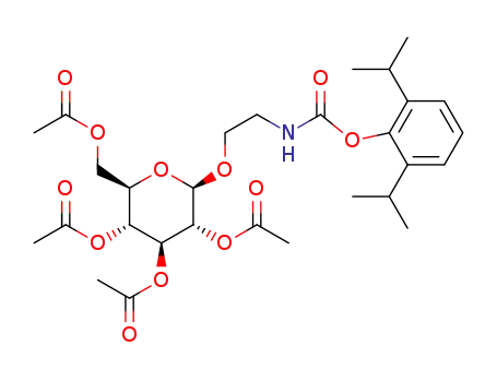 Molecular Structure of 1402246-15-4 (((2',6'-diisopropylphenoxy)carbonylamino)ethyl 2,3,4,6-tetra-O-acetyl-β-D-glucopyranoside)