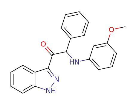 Molecular Structure of 1428969-58-7 (1-(1H-indazol-3-yl)-2-((3-methoxyphenyl)amino)-2-phenylethanone)