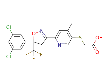 Molecular Structure of 1413285-70-7 (2-[[6-[5-(3,5-dichlorophenyl)-5-(trifluoromethyl)-4H-isoxazol-3-yl]-4-methyl-3-pyridyl]sulfanyl]acetic acid)
