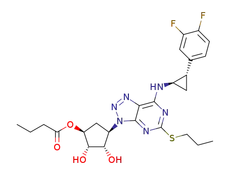 (1S,2S,3S,4R)-4-(7-((1R,2S)-2-(3,4-difluorophenyl)cyclopropyl)amino-5-propylthio-3H-[1,2,3]triazolo[4,5-d]pyrimidin-3-yl)-2,3-dihydroxycyclopentyl butyrate