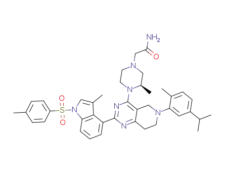 (R)-2-(4-(6-(5-isopropyl-2-methylphenyl)-2-(3-methyl-1-tosyl-1H-indol-4-yl)-5,6,7,8-tetrahydropyrido[4,3-d]pyrimidin-4-yl)-3-methylpiperazin-1-yl)acetamide