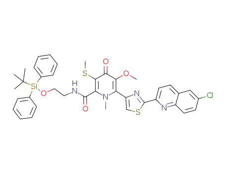 N-(2-(tert-butyldiphenylsiloxy)ethyl)-6-(2-(6-chloroquinolin-2-yl)thiazol-4-yl)-5-methoxy-1-methyl-3-(methylthio)-4-oxo-1,4-dihydropyridine-2-carboxamide