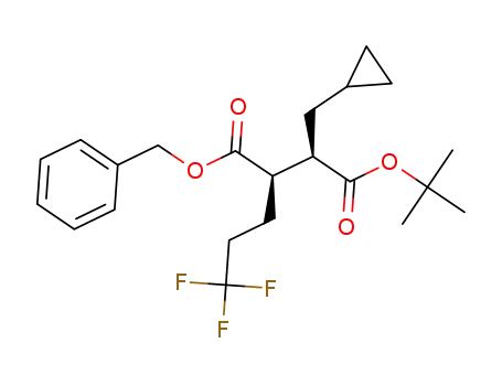 Molecular Structure of 1581735-06-9 ((2R,3R)-1-benzyl 4-tert-butyl 3-(cyclopropylmethyl)-2-(3,3,3-trifluoropropyl)succinate)