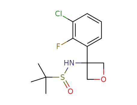 Molecular Structure of 1386506-96-2 (2-methyl-propane-2-sulfinic acid [3-(3-chloro-2-fluoro-phenyl)-oxetan-3-yl]-amide)