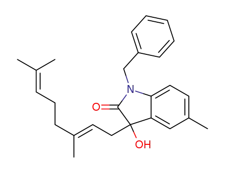 Molecular Structure of 1439599-37-7 ((E)-1-benzyl-3-(3,7-dimethylocta-2,6-dien-1-yl)-3-hydroxy-5-methylindolin-2-one)