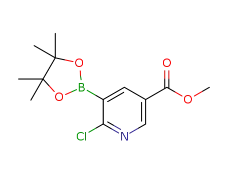 Molecular Structure of 1622217-33-7 (METHYL 6-CHLORO-5-(4,4,5,5-TETRAMETHYL-1,3,2-DIOXABOROLAN-2-YL)NICOTINATE)