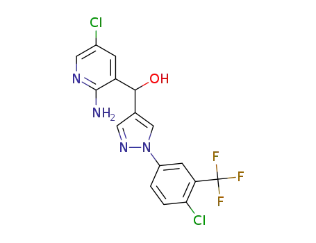 Molecular Structure of 1441142-62-6 ((2-amino-5-chloro-3-pyridyl)-[1-[4-chloro-3-(trifluoromethyl)phenyl]pyrazol-4-yl]methanol)