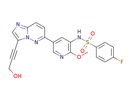 4-fluoro-N-(5-(3-(3-hydroxyprop-1-yn-1-yl)imidazo[1,2-b]pyridazin-6-yl)-2-methoxypyridin-3-yl)benzenesulfonamide