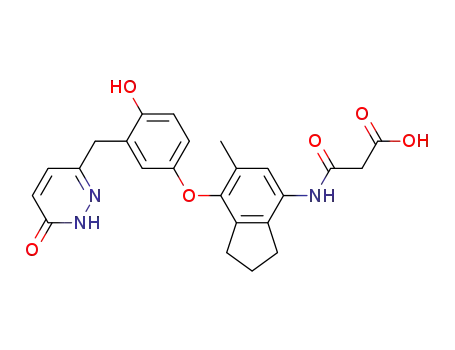Molecular Structure of 575503-75-2 (Propanoic acid,
3-[[7-[3-[(1,6-dihydro-6-oxo-3-pyridazinyl)methyl]-4-hydroxyphenoxy]-2,3
-dihydro-6-methyl-1H-inden-4-yl]amino]-3-oxo-)
