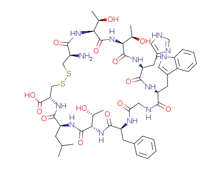 Molecular Structure of 244082-19-7 (H-Cys-Thr-Thr-His-Trp-Gly-Phe-Thr-Leu-Cys-OH, (Disulfide bond))