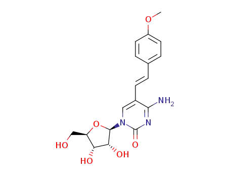 Molecular Structure of 1429047-02-8 (4-amino-1-(3,4-dihydroxy-5-(hydroxymethyl)tetrahydrofuran-2-yl)-5-(4-methoxystyryl)pyrimidin-2(1H)-one)
