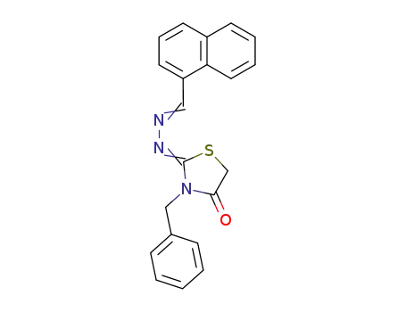 Molecular Structure of 7701-30-6 (2-(2-((naphthalen-1-yl)methylene)hydrazono)-3-benzylthiazolidin-4-one)