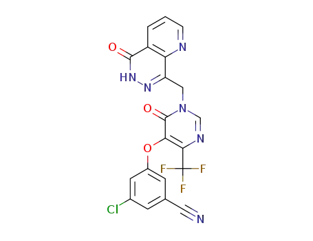 3-chloro-5-((6-oxo-1-((5-oxo-5,6-dihydropyrido[2,3-d]pyridazin-8-yl)methyl)-4-(trifluoromethyl)-1,6-dihydropyrimidin-5-yl)oxy)benzonitrile