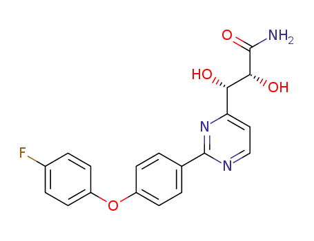 Molecular Structure of 1433050-67-9 ((2R,3S)-3-(2-(4-(4-fluorophenoxy)phenyl)pyrimidin-4-yl)-2,3-dihydroxypropanamide)