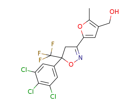Molecular Structure of 1398110-93-4 ({2-methyl-5-[5-(3,4,5-trichlorophenyl)-5-trifluoromethyl-4,5-dihydro-isoxazol-3-yl]furan-3-yl}methanol)