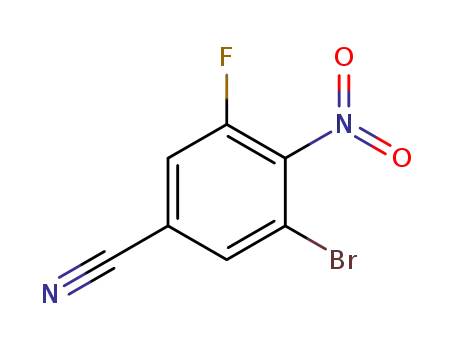 Molecular Structure of 1310918-28-5 (3-bromo-5-fluoro-4-nitrobenzonitrile)