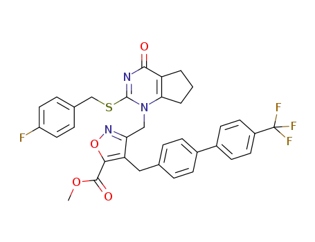 methyl 3-((2-(4-fluorobenzylthio)-4-oxo-4,5,6,7-tetrahydro-1H-cyclopenta[d]pyrimidin-1-yl)methyl)-4-((4'-(trifluoromethyl)biphenyl-4-yl)methyl)isoxazole-5-carboxylate