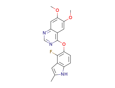 Molecular Structure of 1622317-21-8 (4-(4-fluoro-2-methyl-1H-indol-5-yloxy)-6,7-dimethoxyquinazoline)
