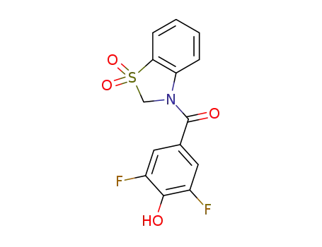 Molecular Structure of 1285572-87-3 (3-(3,5-difluoro-4-hydroxybenzoyl)-1,1-dioxo-2,3-dihydro-1,3-benzothiazole)