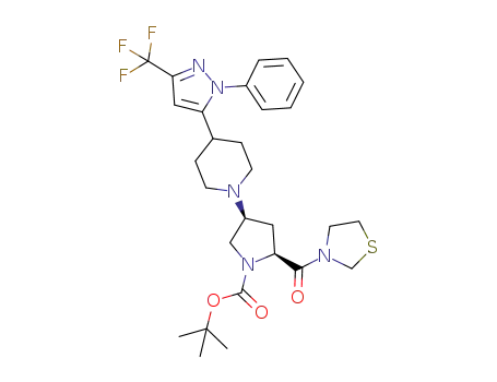 3-{(2S,4S)-1-tert-butoxycarbonyl-4-[4-(3-trifluoromethyl-1-phenyl-5-pyrazolyl)piperidino]-2-pyrrolidinylcarbonyl}-1,3-thiazolidine