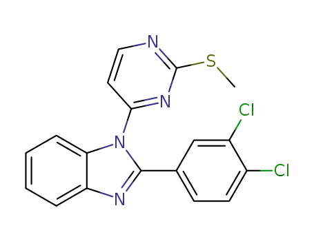 Molecular Structure of 1428958-91-1 (2-(3,4-dichloro-phenyl)-1-(2-methylsulfanyl-pyrimidin-4-yl)-1H-benzoimidazole)