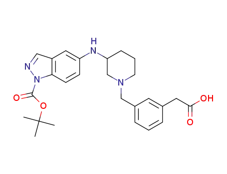 Molecular Structure of 1404375-75-2 (5-[1-(3-carboxymethyl-benzyl)-piperidin-3-ylamino]-indazole-1-carboxylic acid tert-butyl ester)