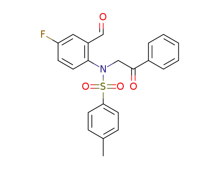 Molecular Structure of 1426677-83-9 (N-(4-fluoro-2-formylphenyl)-4-methyl-N-(2-oxo-2-phenylethyl)benzenesulfonamide)
