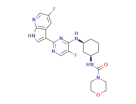 N-[(1R,3S)-3-[[5-fluoro-2-(5-fluoro-1H-pyrrolo[2,3-b]-pyridin-3-yl)pyrimidin-4-yl]amino]cyclohexyl]morpholine-4-carboxamide