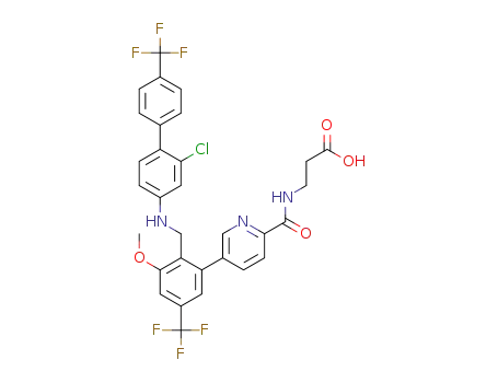3-(5-(2-(((2-chloro-4'-(trifluoromethyl)-[1,1'-biphenyl]-4-yl)amino)methyl)-3-methoxy-5-(trifluoromethyl)phenyl)picolinamido)propanoic acid