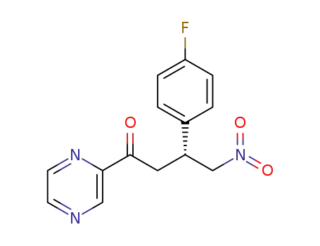 Molecular Structure of 1433955-80-6 ((R)-3-(4-fluorophenyl)-4-nitro-1-(pyrazin-2-yl)butan-1-one)