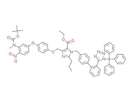 4-[4-{3-(N-t-butoxycarbonyl-N-methylamino)-4-nitrophenoxy}phenylthiomethyl]-2-propyl-1-[2'-(1-triphenylmethyl-1H-tetrazol-5-yl)biphenyl-4-ylmethyl]-1H-imidazole-5-carboxylic acid ethyl ester