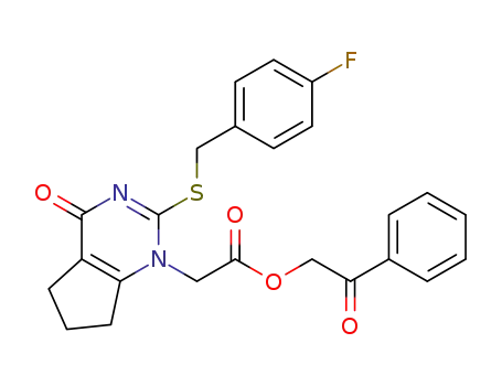 2-oxo-2-phenylethyl 2-(2-(4-fluorobenzylthio)-4-oxo-4,5,6,7-tetrahydro-1H-cyclopenta[d]pyrimidin-1-yl)acetate