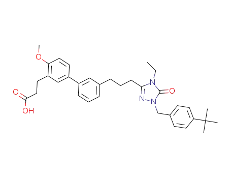 3-(3'-(3-(1-(4-(tert-butyl)benzyl)-4-ethyl-5-oxo-4,5-dihydro-1H-1,2,4-triazol-3-yl)propyl)-4-methoxy-[1,1'-biphenyl]-3-yl)propanoic acid