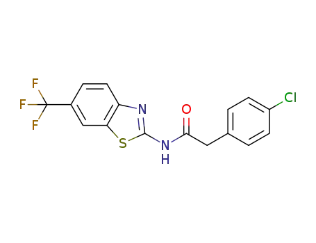Molecular Structure of 1579991-05-1 (2-(4-chlorophenyl)-N-(6-(trifluoromethyl)benzothiazol-2-yl)acetamide)