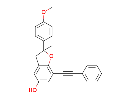Molecular Structure of 1432504-68-1 (2-(4-methoxyphenyl)-2-methyl-7-(phenylethynyl)-2,3-dihydrobenzofuran-5-ol)