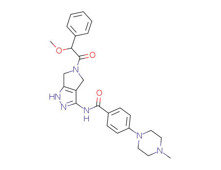 Molecular Structure of 1044136-93-7 (Benzamide,4-(4-methyl-1-piperazinyl)-N-[1,4,5,6-tetrahydro-5-(2-methoxy-2-phenylacetyl)pyrrolo[3,4-c]pyrazol-3-yl]-)