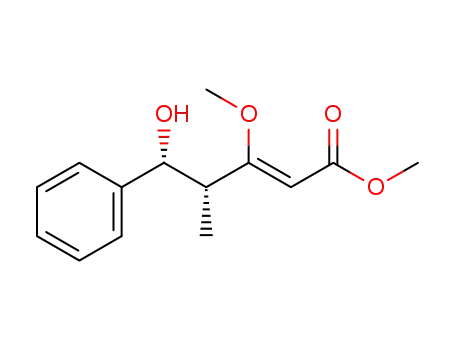 Molecular Structure of 1379539-94-2 ((4R,5R,Z)-methyl 5-hydroxy-3-methoxy-4-methyl-5-phenylpent-2-enoate)