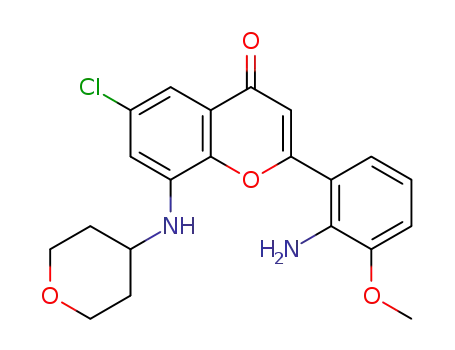 2-(2-amino-3-methoxyphenyl)-6-chloro-8-((tetrahydro-2H-pyran-4-yl)amino)-4H-chromen-4-one