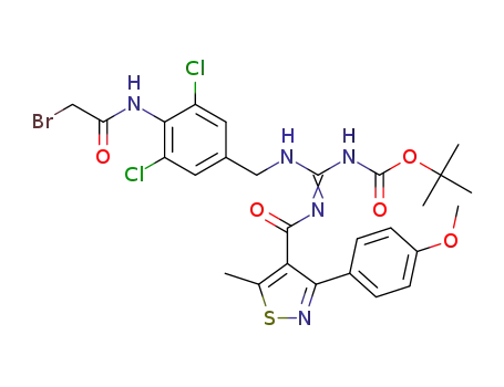 N-((4-(2-bromoacetamido)-3,5-dichlorobenzylamino)(tertbutoxycarbonylamino)methylene)-3-(4-methoxyphenyl)-5-methylisothiazole-4-carboxamide