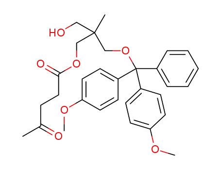 Molecular Structure of 141719-97-3 (2-[(4,4'-dimethoxytrityl)oxymethyl]-2-methylpropan-3-ol-yl levulinate)