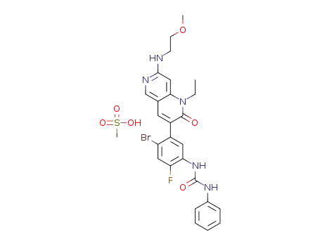1-(4-bromo-5-(1-ethyl-7-(2-methoxyethylamino)-2-oxo-1,2-dihydro-1,6-naphthyridin-3-yl)-2-fluorophenyl)-3-phenylurea methanesulfonate