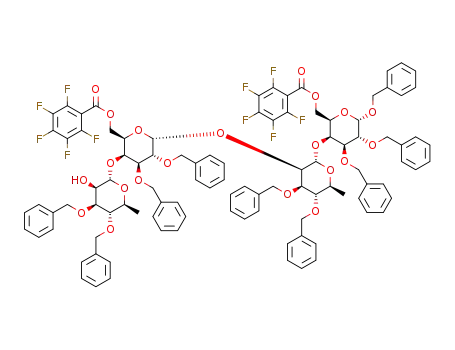 benzyl 3,4-di-O-benzyl-α-L-rhamnopyranosyl-(1→4)-2,3-di-O-benzyl-6-O-pentafluorobenzoyl-α-D-galactopyranosyl-(1→2)-2,3-di-O-benzyl-α-L-rhamnopyranosyl-(1→4)-2,3-di-O-benzyl-6-O-pentafluorobenzoyl-α-D-galactopyranoside