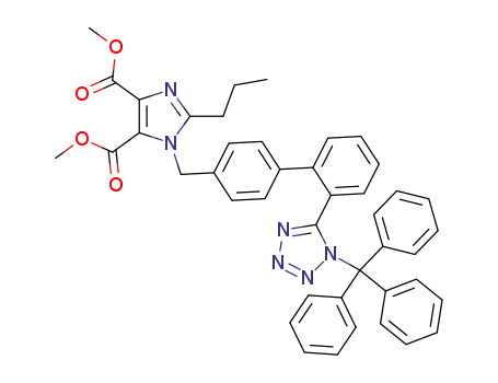 Molecular Structure of 124750-61-4 (2-propyl-1-[2'-(1-triphenylmethyl-1H-tetrazol-5-yl)biphenyl-4-ylmethyl]-1H-imidazole-4,5-dicarboxylic acid dimethyl ester)