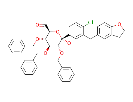 (2S,3S,4S,5R,6S)-3,4,5-tribenzyloxy-6-[4-chloro-3-(2,3-dihydrobenzofuran-5-ylmethyl)phenyl]-6-methoxy-tetrahydropyran-2-carbaldehyde