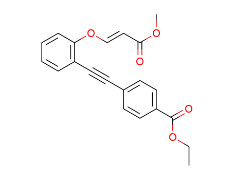 Molecular Structure of 1396510-82-9 (ethyl (E)-4-((2-(3-methoxy-3-oxoprop-1-enyloxy)phenyl)ethynyl)benzoate)