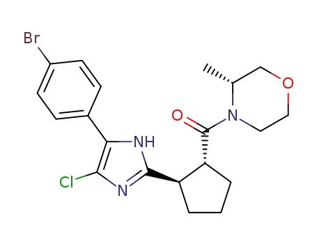 Molecular Structure of 1445590-90-8 (((1R,2R)-2-(5-(4-bromophenyl)-4-chloro-1H-imidazol-2-yl)cyclopentyl)((R)-3-methylmorpholino)methanone)