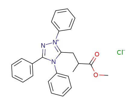 Molecular Structure of 1411119-84-0 (5-(3-methoxy-2-methyl-3-oxopropyl)-1,3,4-triphenyl-4H-1,2,4-triazol-1-ium chloride)